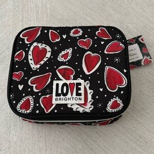 Brighton Hearts ❤️❤️ A Flutter zippered  jewelry case 7.5x6x2" New